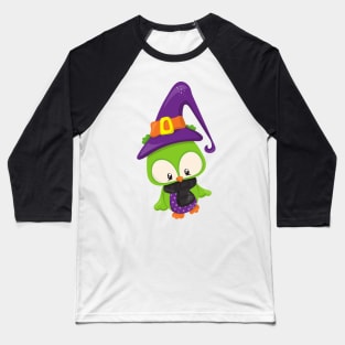 Halloween Owl, Cute Owl, Green Owl, Witch Hat Baseball T-Shirt